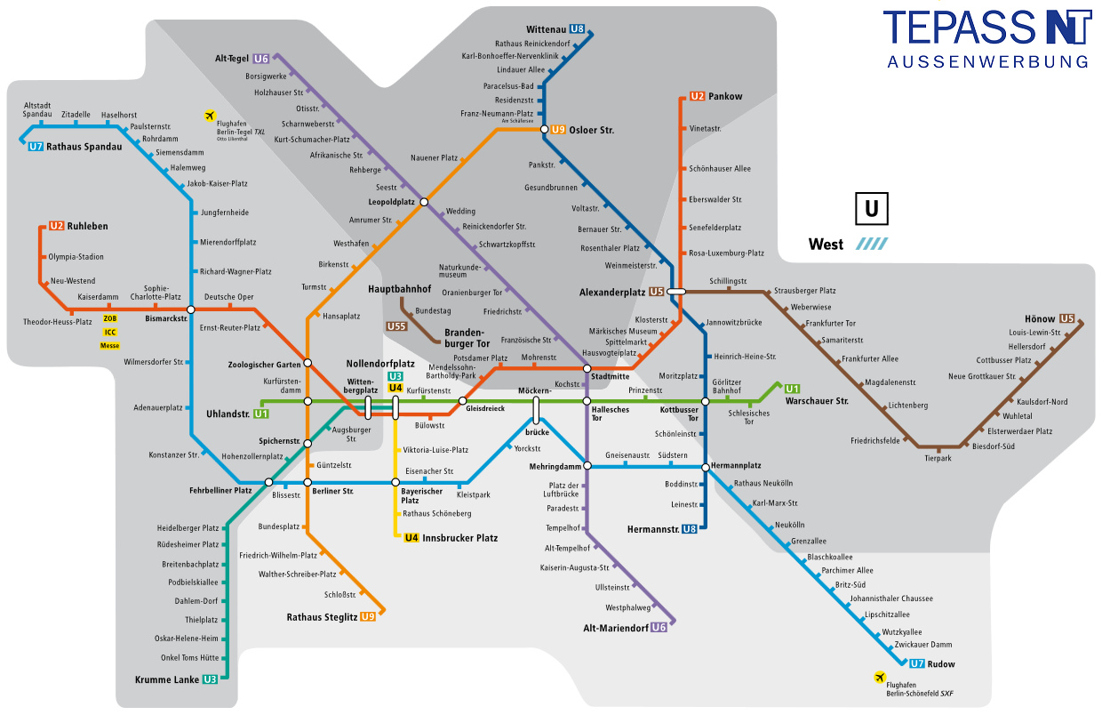 Берлинский метрополитен карта